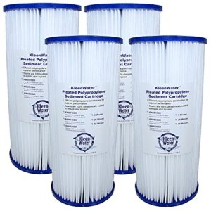 kleenwater filters compatible with wpcff975, fm-bb-10-5, ecp5-bb, w5cphd, fxhsc and whkf-whplbb, kleenwater 4510br pleated water filter replacement cartridges, dirt rust and sediment filtration, set of 4