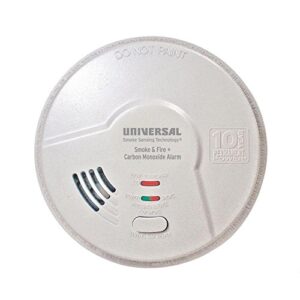 universal security instruments 10 year tamper proof permanent power sealed battery 3-in-1 smoke fire and carbon monoxide smart alarm, model mic3510sb