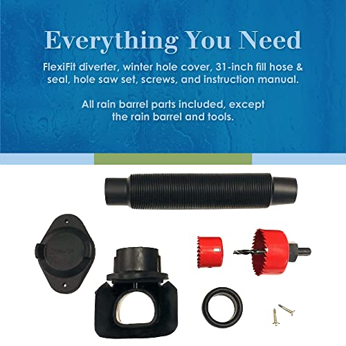 EarthMinded FlexiFit Universal Diverter System - Works with Standard Rectangular Downspouts - Easily Connects Your Existing Rain Barrel to a Downspout Diverter System