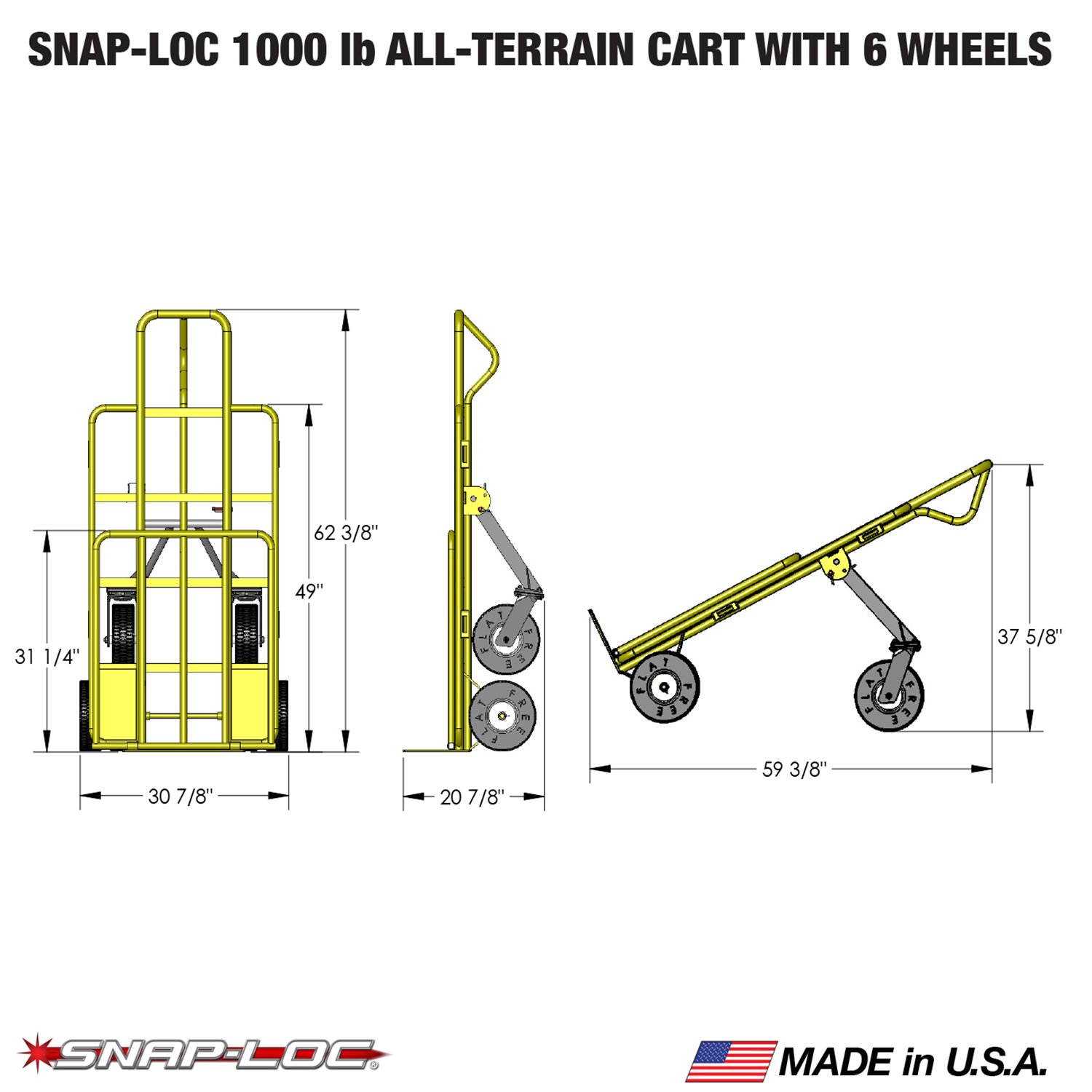 All-Terrain Hand CART 6 Wheel with 1000 lb Capacity and 10 inch Airless Wheels