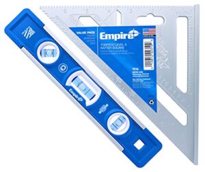 empire em81.9 true blue 9-inch heavy duty magnetic aluminum torpedo level and 2990 magnum fat boy 7-inch aluminum rafter square combo kit