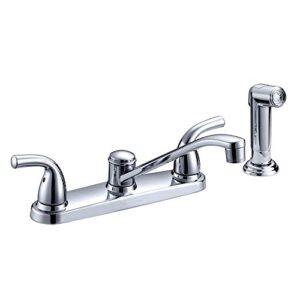 2-handle joss side sprayer kitchen faucet with ceramic disc cartridge and deck plate in chrome