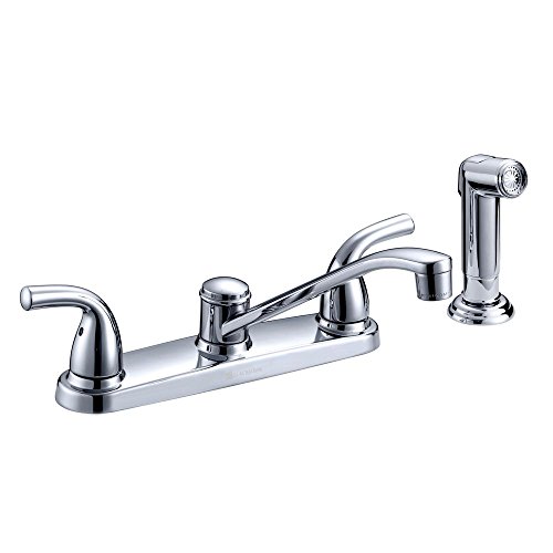 2-Handle Joss Side Sprayer Kitchen Faucet with Ceramic Disc Cartridge and Deck Plate in Chrome