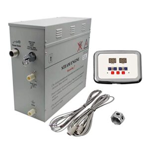 superior 6kw self-draining steam bath generator with waterproof programmable controls and chrome steam outlet