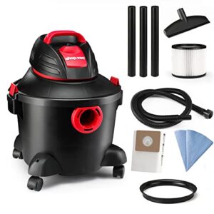 shop-vac 6 gallon 3.0 peak hp wet dry vacuum, heavy-duty shop vacuum with attachments, 5920611