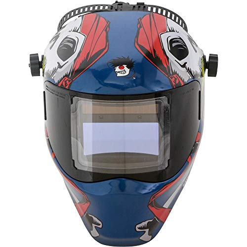 Save Phace Auto Darkening Welding Helmet Captain Jack RFP 40VizI4 Series - Ear to Ear Vision Welder Hood Grinding Mask with 4.3 x 3.5 Inch Internal Adjustable ADF for MIG/MAG/TIG/Plasma - 2 Sensors So Royal Blue