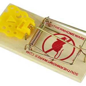 Southern Homewares Wooden Snap Mouse Trap Spring Action with Expanded Cheese Shaped Trigger 12 Pack