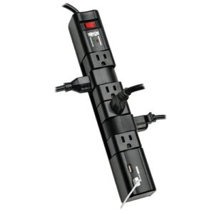 Tripp Lite 6 Rotatable Outlet Surge Protector Power Strip, 8ft Cord, Two USB, Black, $50,000 INSURANCE (TLP608RUSBB)
