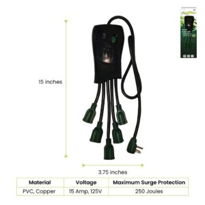 GoGreen Power (GG-5OCT) 5 Outlet Surge Protector, Black