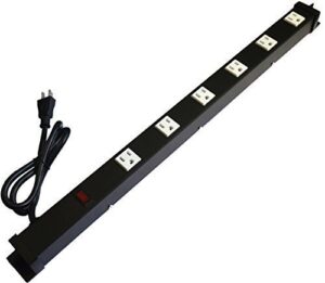 6 outlets 3 feet power cord 2 feet body opentron ot2063 heavy duty metal surge protector power strip with mounting parts - free end caps for shipping protection only black