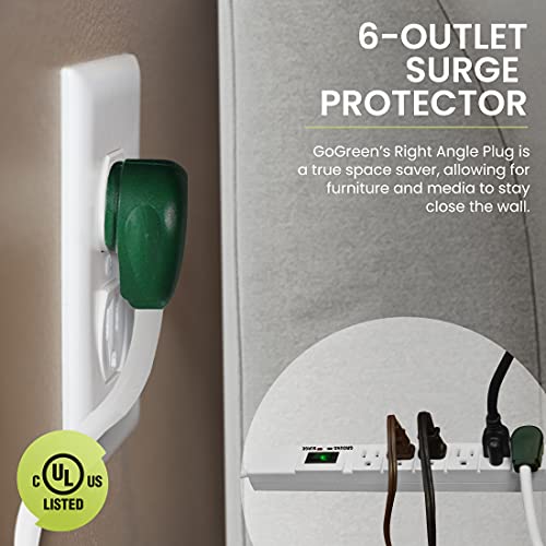 GoGreen Power (GG-16315-15) 6 Outlet Surge Protector, 1200 Joules, White, 15 Ft Cord