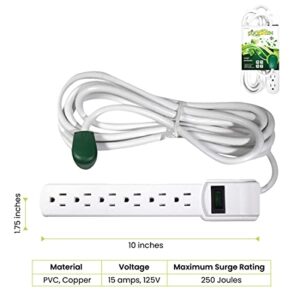 Go Green Power Inc. Go Green Power GoGreen Power GG-16103M-12 - 6 Outlet Surge Protector With 12ft Cord, White