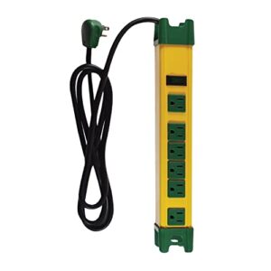 gogreen power gg-26114 - 6 outlet metal surge protector, yellow/green