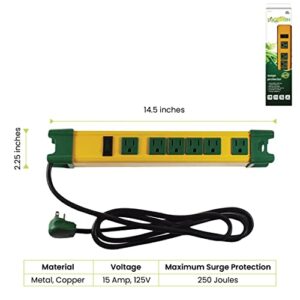 GoGreen Power GG-26114 - 6 Outlet Metal Surge Protector, Yellow/Green