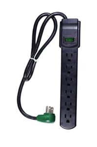 gogreen power (gg-16103msbk) 6 outlet surge protector, black, 2.5 ft. cord