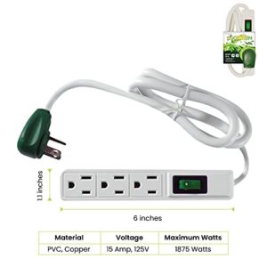 GoGreen Power (GG-13002MS) 3 Outlet Power Strip, White, 2.5 Ft Cord