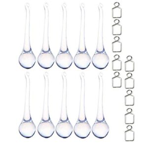 h&d 10pcs 5.9inch large crystal raindrop chandelier prisms hanging drops pendants diy parts (clear)