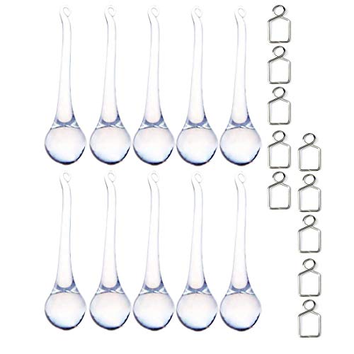 H&D 10pcs 5.9inch Large Crystal Raindrop Chandelier Prisms Hanging Drops Pendants DIY Parts (Clear)