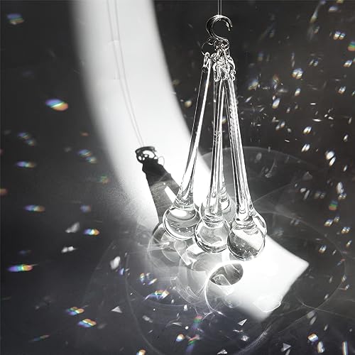 H&D 10pcs 5.9inch Large Crystal Raindrop Chandelier Prisms Hanging Drops Pendants DIY Parts (Clear)