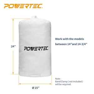 POWERTEC 70006 Dust Collector Bag, 15" x 24", 1 Micron Filter, For Delta, JET, Grizzly, Shop Fox, Harbor Freight, and POWERTEC DC1080/ DC1081 Dust Collector