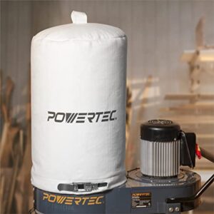 POWERTEC 70006 Dust Collector Bag, 15" x 24", 1 Micron Filter, For Delta, JET, Grizzly, Shop Fox, Harbor Freight, and POWERTEC DC1080/ DC1081 Dust Collector