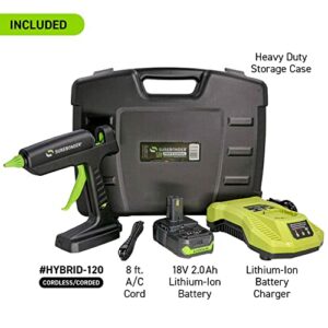 HYBRID-120KIT 120 Watt Corded/18 Volt Cordless Hybrid Full Size Hot Glue Gun - Battery & Charger Included