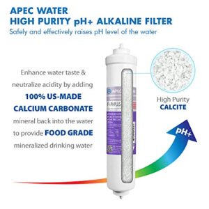 APEC 10" US Made High Purity Ph+ Calcium Carbonate Alkaline Filter with ¼” Quick Connect For Reverse Osmosis Water Filter System (For Standard System, Replacement Filter Only FI-PHPLUS-QC)