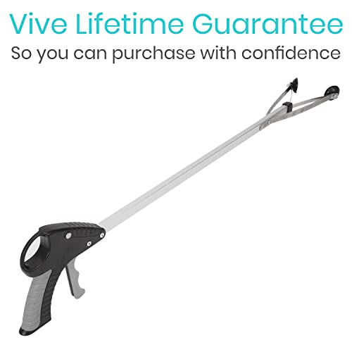 Vive Suction Cup Grabber Reacher 32" - Elderly Grab It Reaching Pickup Tool Heavy Duty for Seniors - Trash, Sticks, Litter Picker Upper - Extra Long Reach Handle & Handy Extension Arm Claw