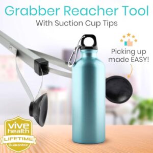 Vive Suction Cup Grabber Reacher 32" - Elderly Grab It Reaching Pickup Tool Heavy Duty for Seniors - Trash, Sticks, Litter Picker Upper - Extra Long Reach Handle & Handy Extension Arm Claw