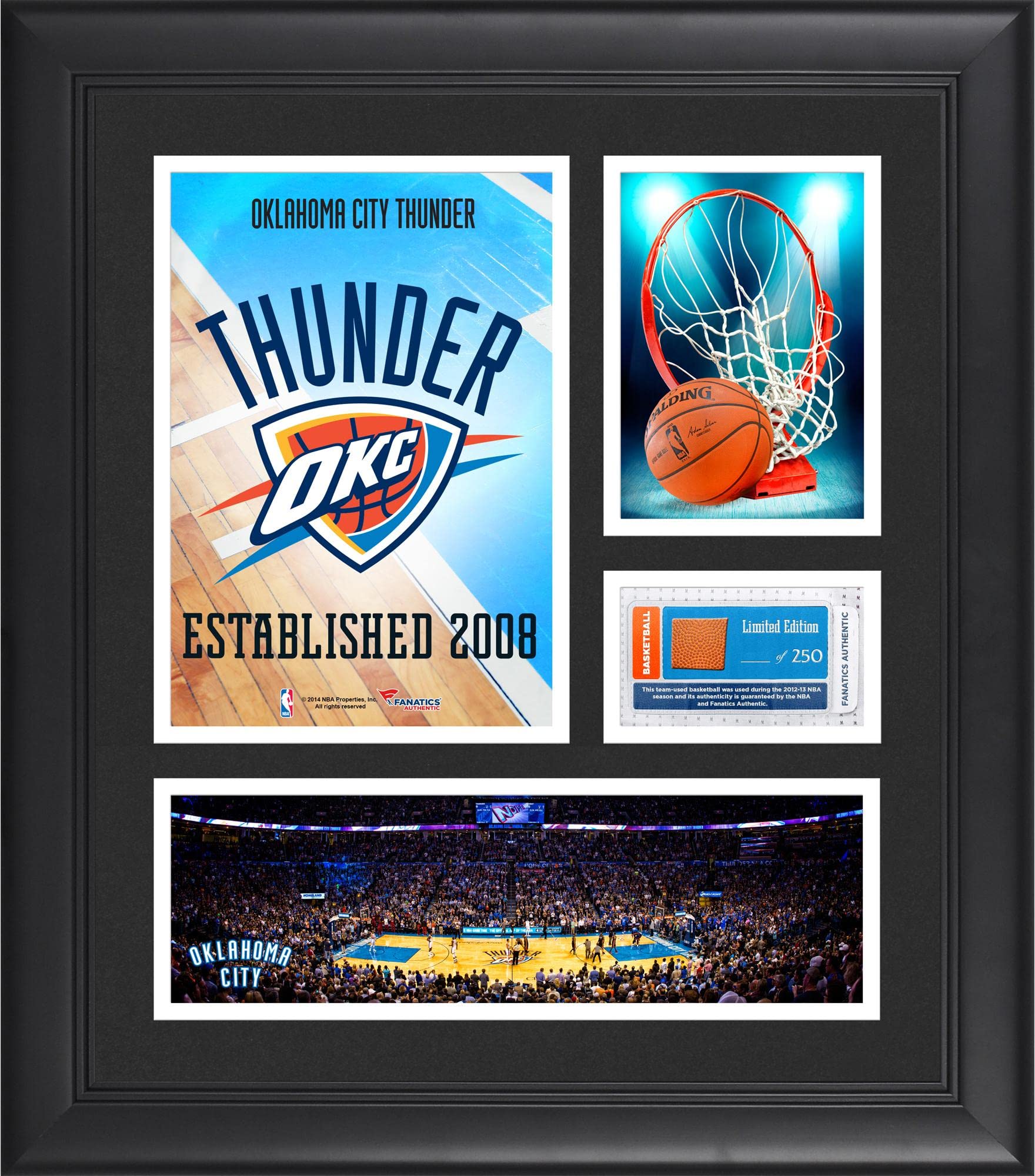 Oklahoma City Thunder Team Logo Framed 15" x 17" Collage with Team-Used Basketball - NBA Team Plaques and Collages