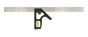 johnson level & tool 420em-s heavy duty professional inch/metric metal combination square, 16", silver, 1 square