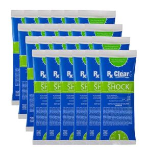 rx clear mega shock | 73% calcium hypochlorite | kills algae in swimming pools | works as pool sanitizer clarifier and algicide | one pound bags | 24 pack