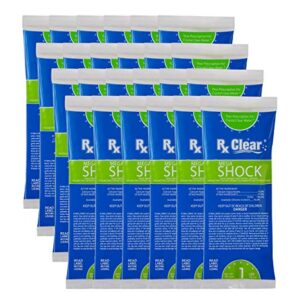 Rx Clear Mega Shock | 73% Calcium Hypochlorite | Kills Algae in Swimming Pools | Works As Pool Sanitizer Clarifier and Algicide | One Pound Bags | 24 Pack