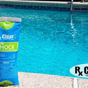 Rx Clear Mega Shock | 73% Calcium Hypochlorite | Kills Algae in Swimming Pools | Works As Pool Sanitizer Clarifier and Algicide | One Pound Bags | 24 Pack