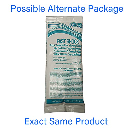 Rx Clear Mega Shock | 73% Calcium Hypochlorite | Kills Algae in Swimming Pools | Works As Pool Sanitizer Clarifier and Algicide | One Pound Bags | 24 Pack