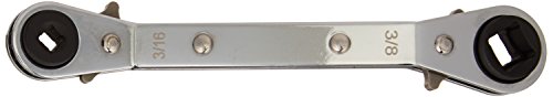 Hilmor 1839043 Offset Service Wrench, 1/4" x 3/16" Square, 3/8" x 5/16" Square - HVAC Ratchet Wrench