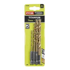 Ryobi AR1860G Hex Shank Titanium Drill Bit Set (4-Piece)