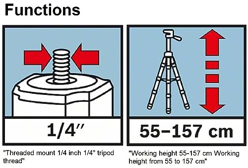 Bosch Professional Tripod for Lasers and Levels BT 150 (Height: 55-157 cm, Thread: 1/4")