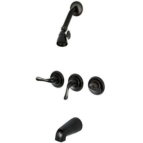 Kingston Brass KB2235YL Yosemite Three Handle Tub Shower Faucet, Oil Rubbed Bronze, 3-1/8 inch Diameter Escutcheon, Oil Rubbed Bronze