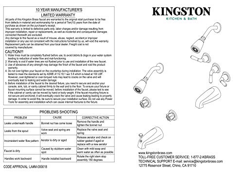 Kingston Brass KB2235YL Yosemite Three Handle Tub Shower Faucet, Oil Rubbed Bronze, 3-1/8 inch Diameter Escutcheon, Oil Rubbed Bronze