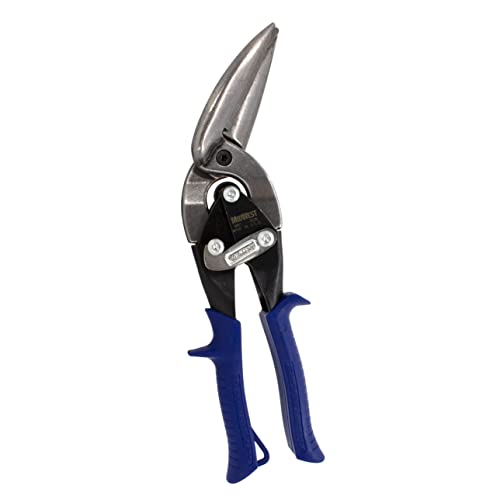 MIDWEST Power Cutters Long Cut Snip - Straight Cut Offset Tin Cutting Shears with Forged Blade & KUSH'N-POWER Comfort Grips - MWT-6516