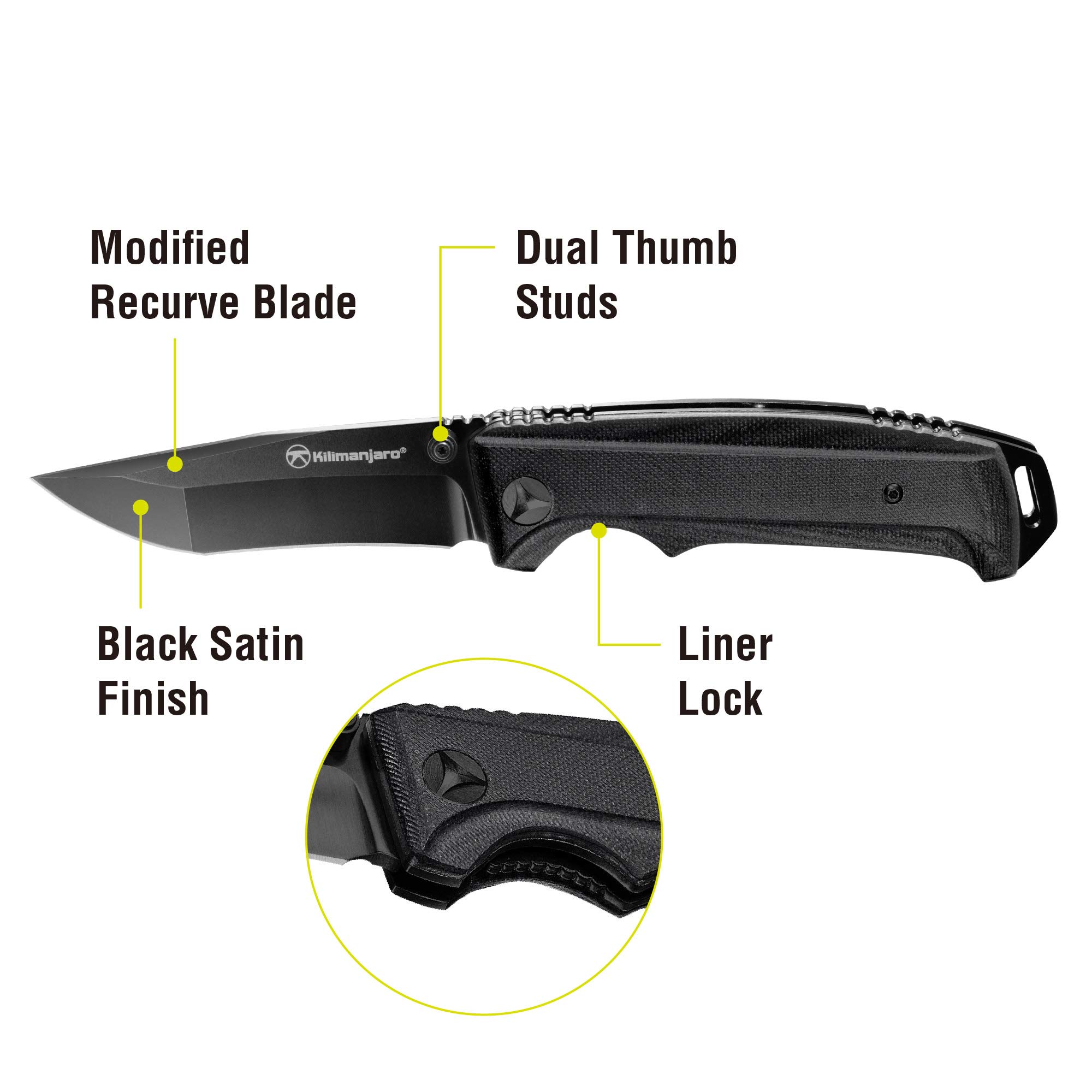 Kilimanjaro 910019 KJ910019 Fixed Blade,Hunting Knife,Outdoor,campingkitchen, One Size, Black Finish