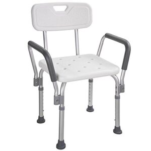 aw medical bath shower seat adjustable height bathtub bench chair stool with armrest back for safety support 220lbs