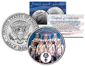 mercury seven astronauts colorized jfk half dollar u.s. coin nasa original 7