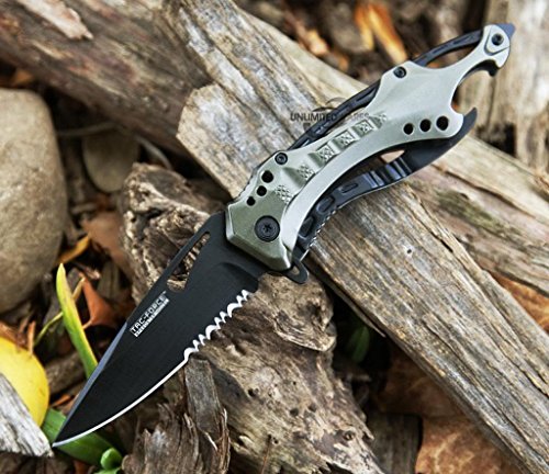 Unlimited Wares Tactical Assisted Opening Folding Knife Grey 4.5-Inch Closed