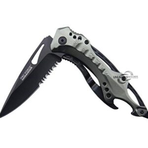 Unlimited Wares Tactical Assisted Opening Folding Knife Grey 4.5-Inch Closed