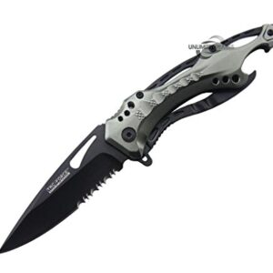 Unlimited Wares Tactical Assisted Opening Folding Knife Grey 4.5-Inch Closed