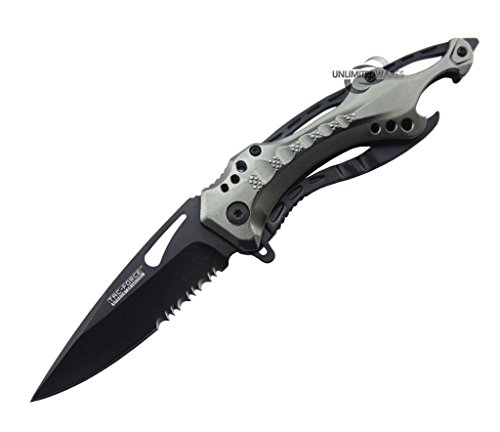 Unlimited Wares Tactical Assisted Opening Folding Knife Grey 4.5-Inch Closed