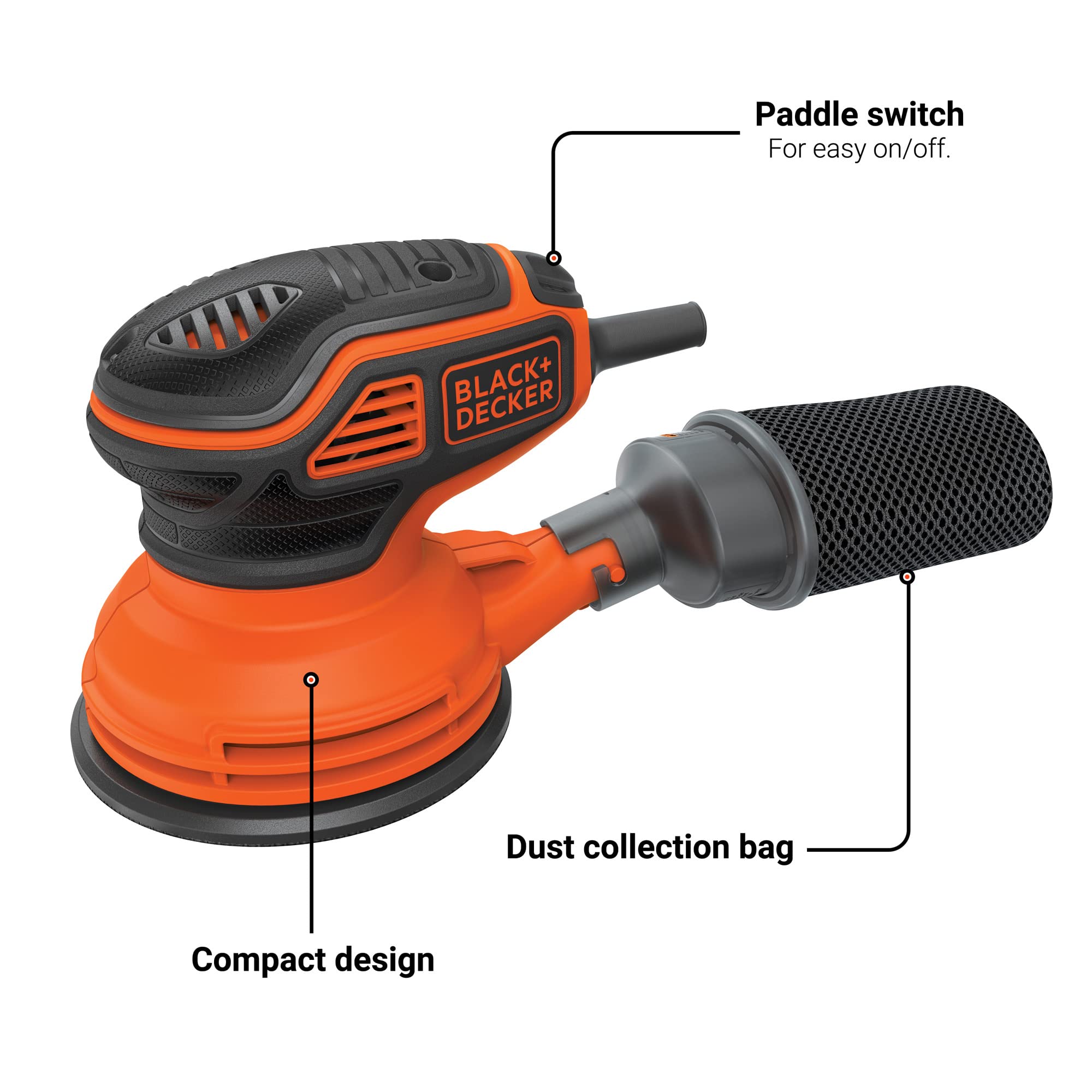 BLACK+DECKER 2.4 Amp 5 in. Electric Random Orbit Sander (BDERO600)