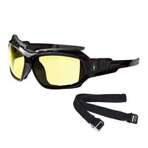 ergodyne - 56050 loki yellow lens safety glasses, yellow lens, black frame